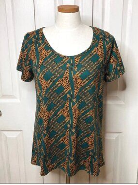 Lularoe Classic Tee Short Sleeve Womens L Giraffe Geometric Print Scoop-Neck